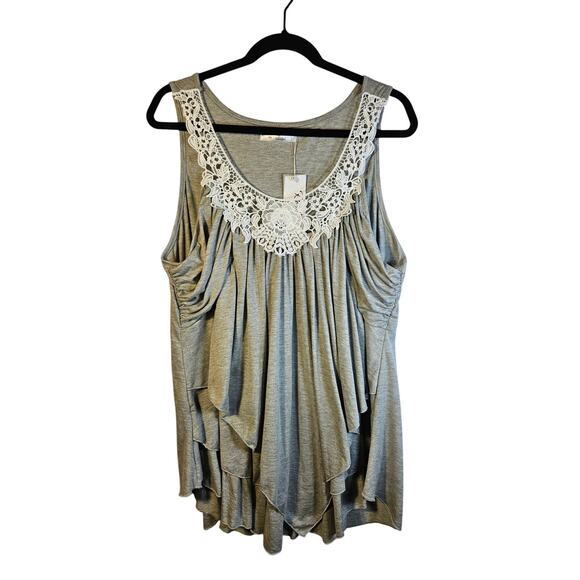 Rosegal Women's Tanktop Blouse Lace Flowy Front Layers Size 3X‎ NWT - Picture 1 of 8